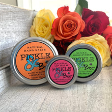 Load image into Gallery viewer, Image of pickle and bee hand salve, lip scrub, and lip balm